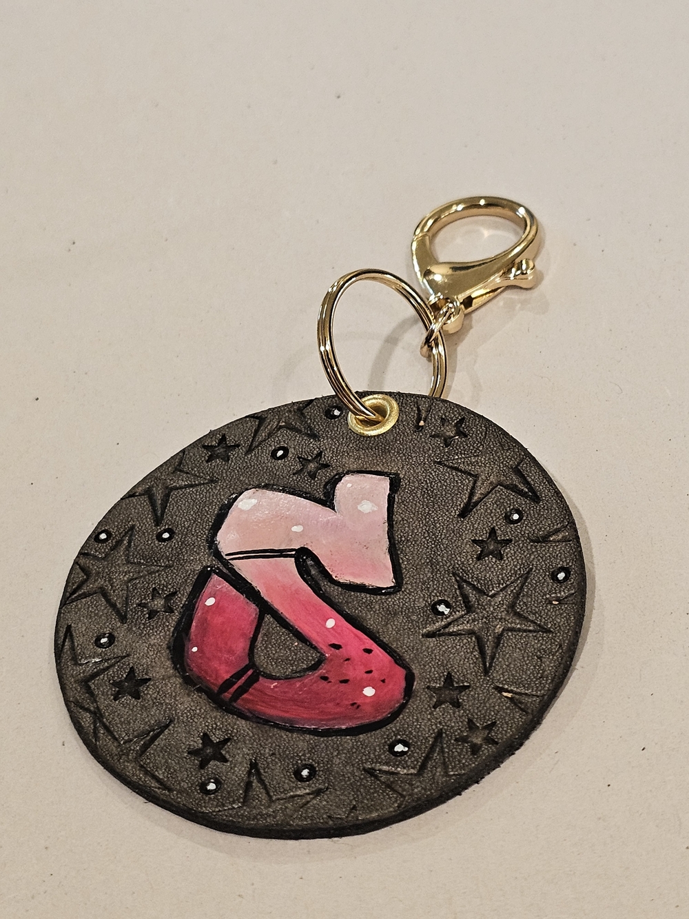 Letter S Grafitti Leather Keychain - Purse Charm